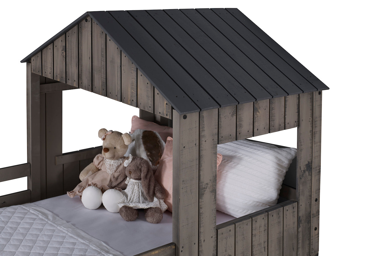 Twin over Full Campsite Loft BUNKBED Rustic Grey