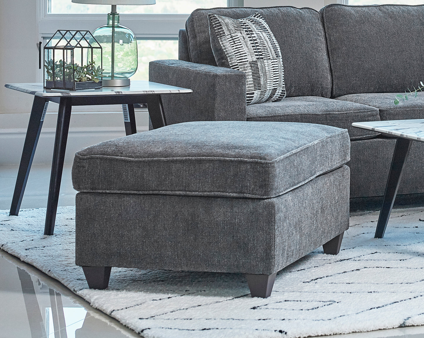 Mccord Rectangular Upholstered Ottoman Dark Grey