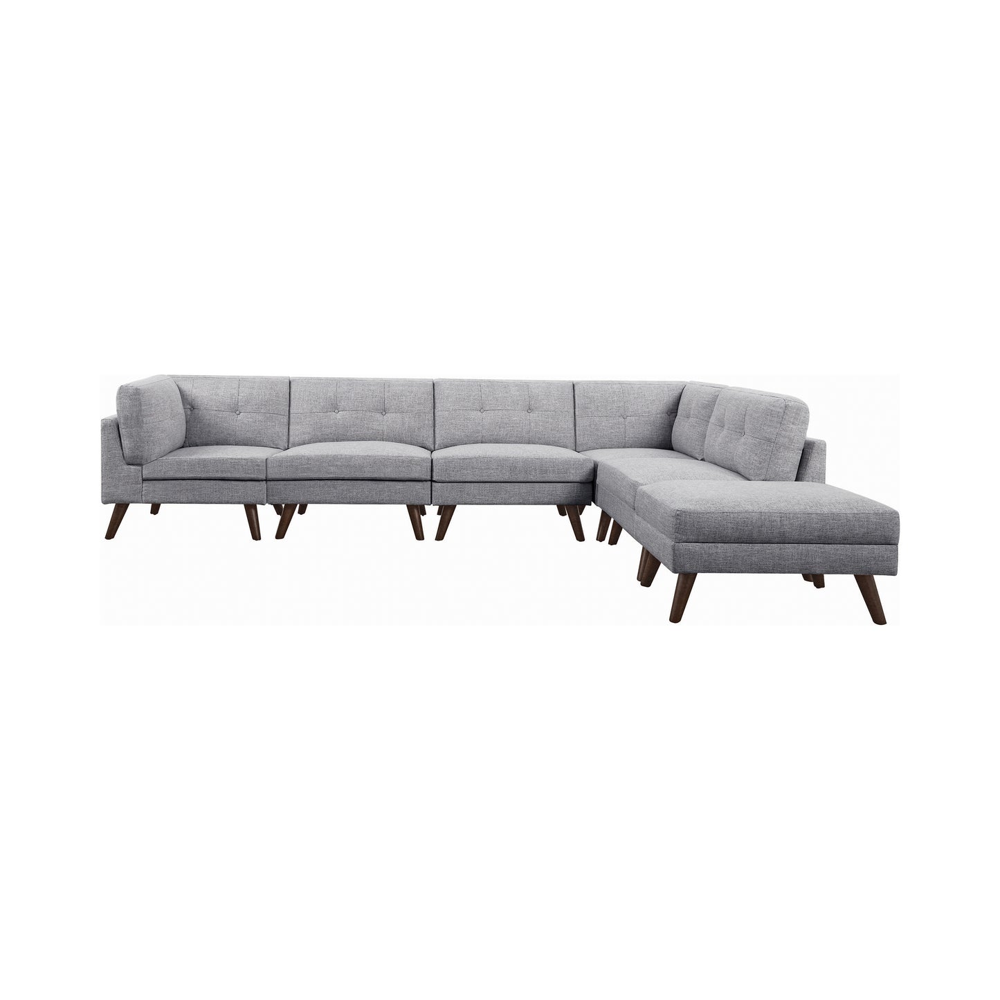 Churchill Tufted Cushion Back SectionaL Gray And Walnut Legs