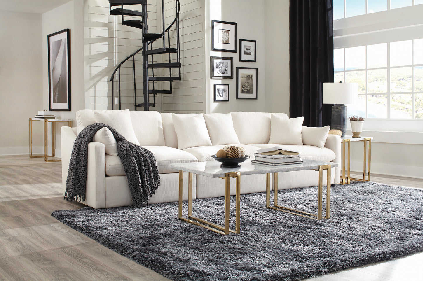 Hobson Sloped Track Arms Sofa Off-White
