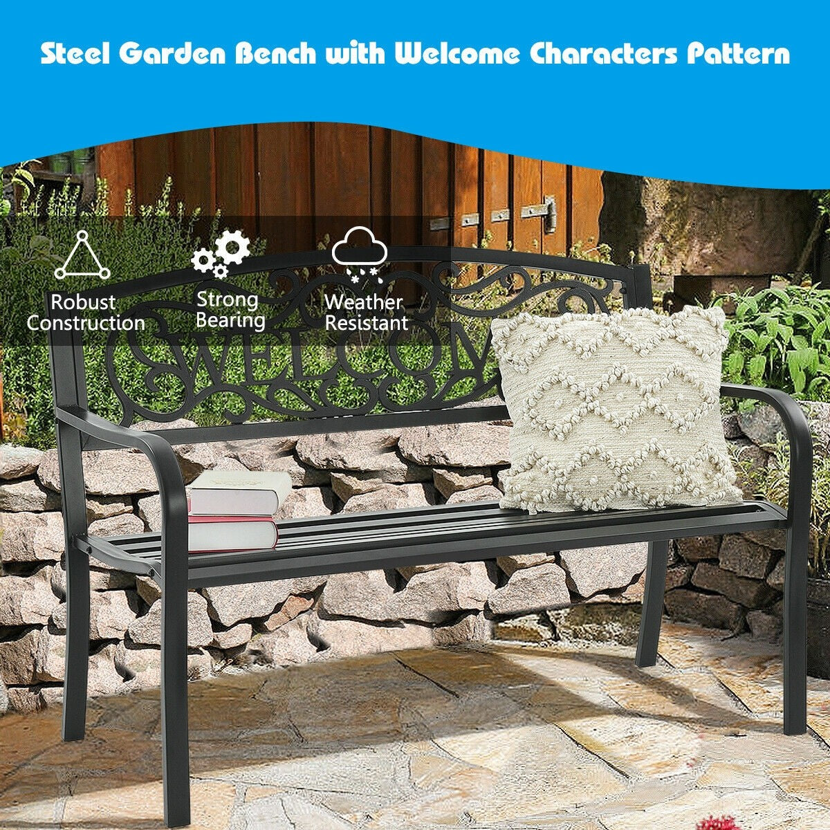 Garden Bench with Elegant Bronze Finish and Durable Metal Frame