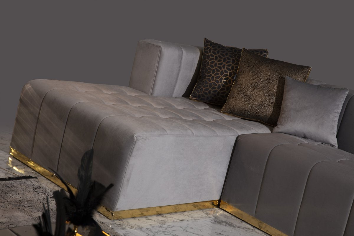 Elisha Velvet Double Chaise Sectional