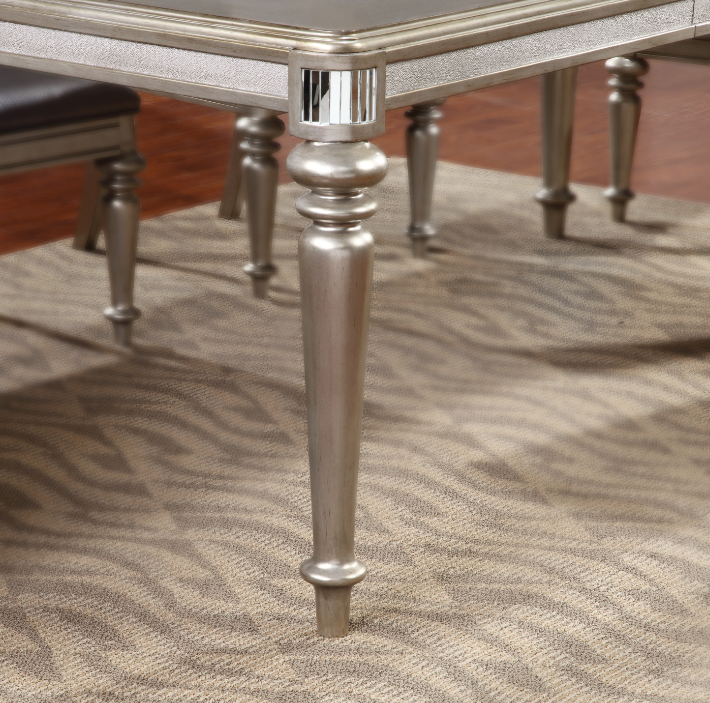 Bling Game Rectangular Dining Table With Leaf Metallic Platinum