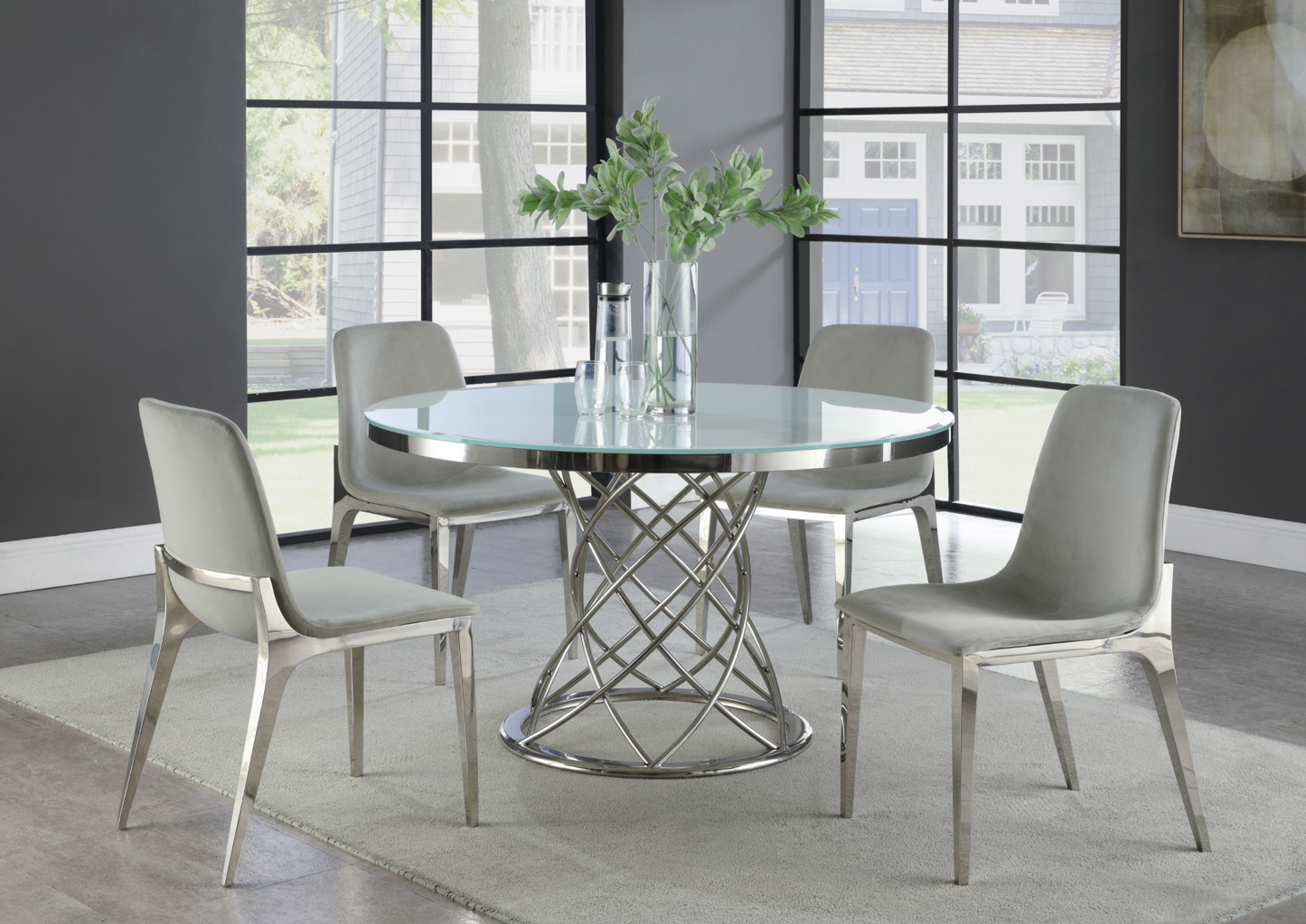 Irene Upholstered Side Chairs Light Grey And Chrome (Set Of 4)