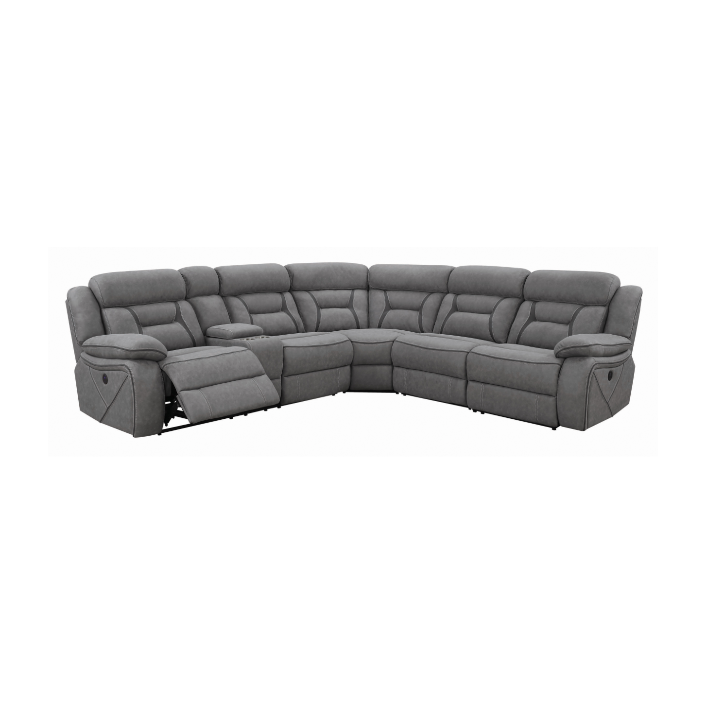 Higgins Four-Piece Upholstered Power Sectional Grey