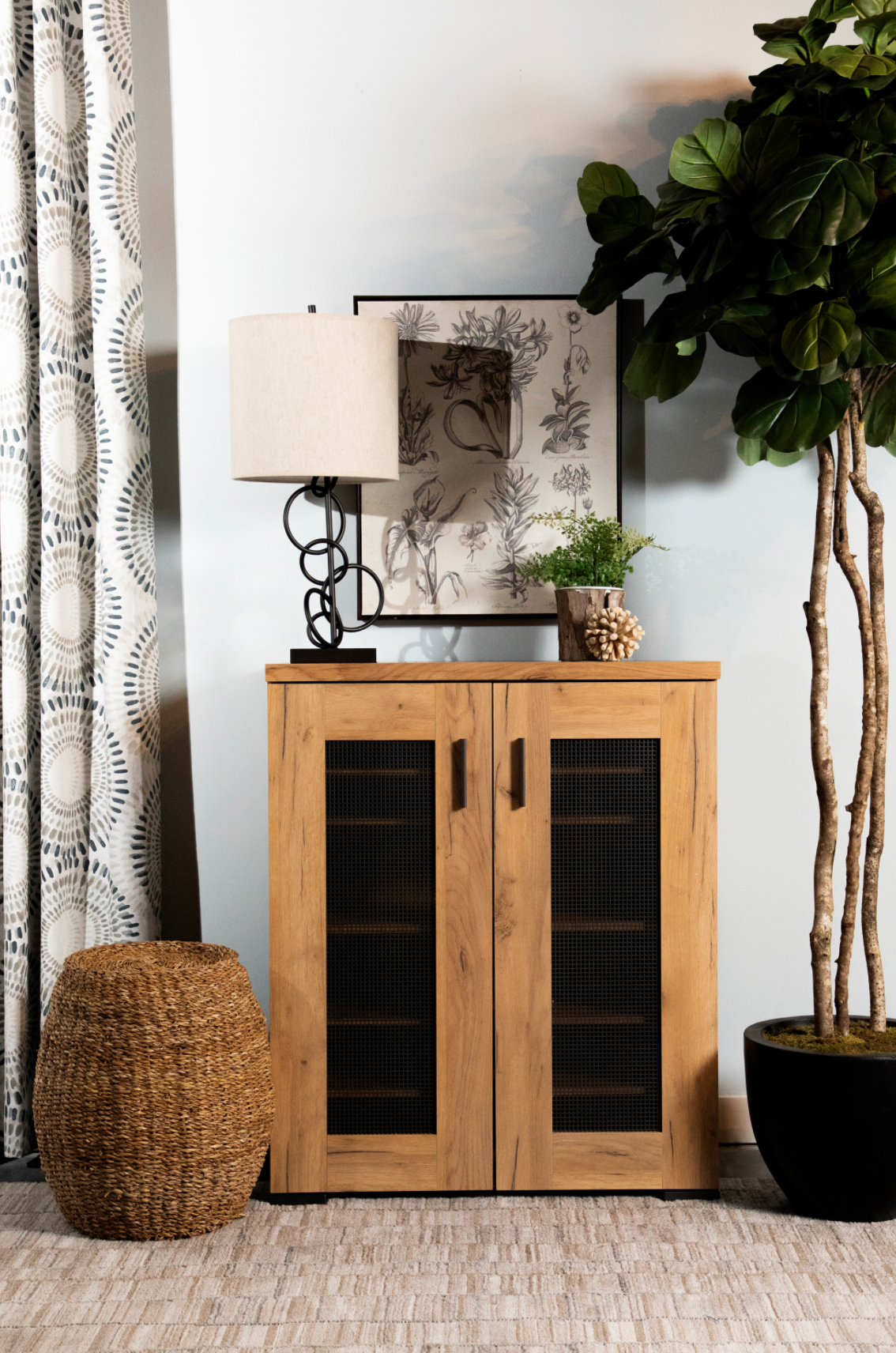 2 Door Accent Cabinet Golden Oak