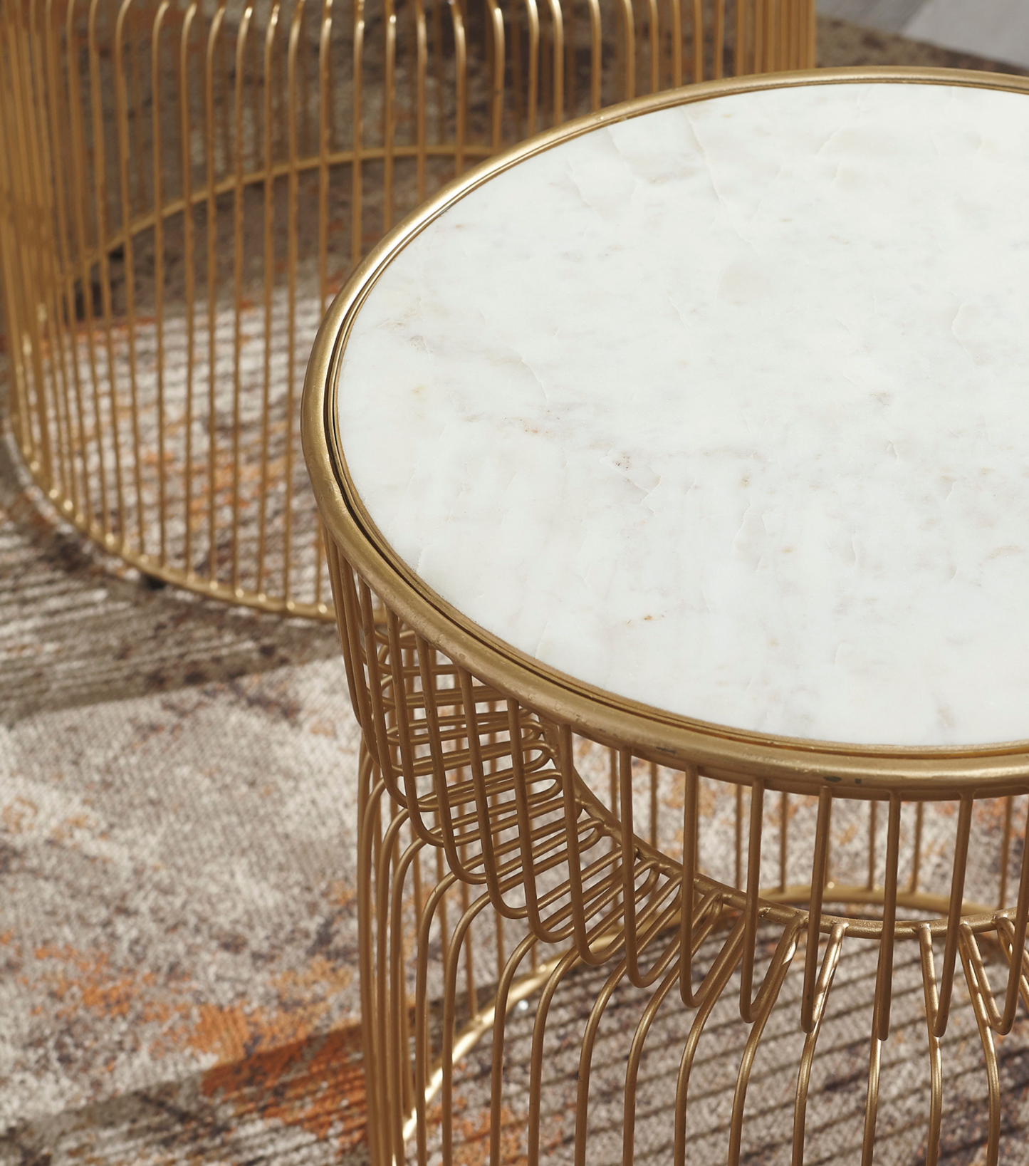 White / Gold finish Accent Table Set