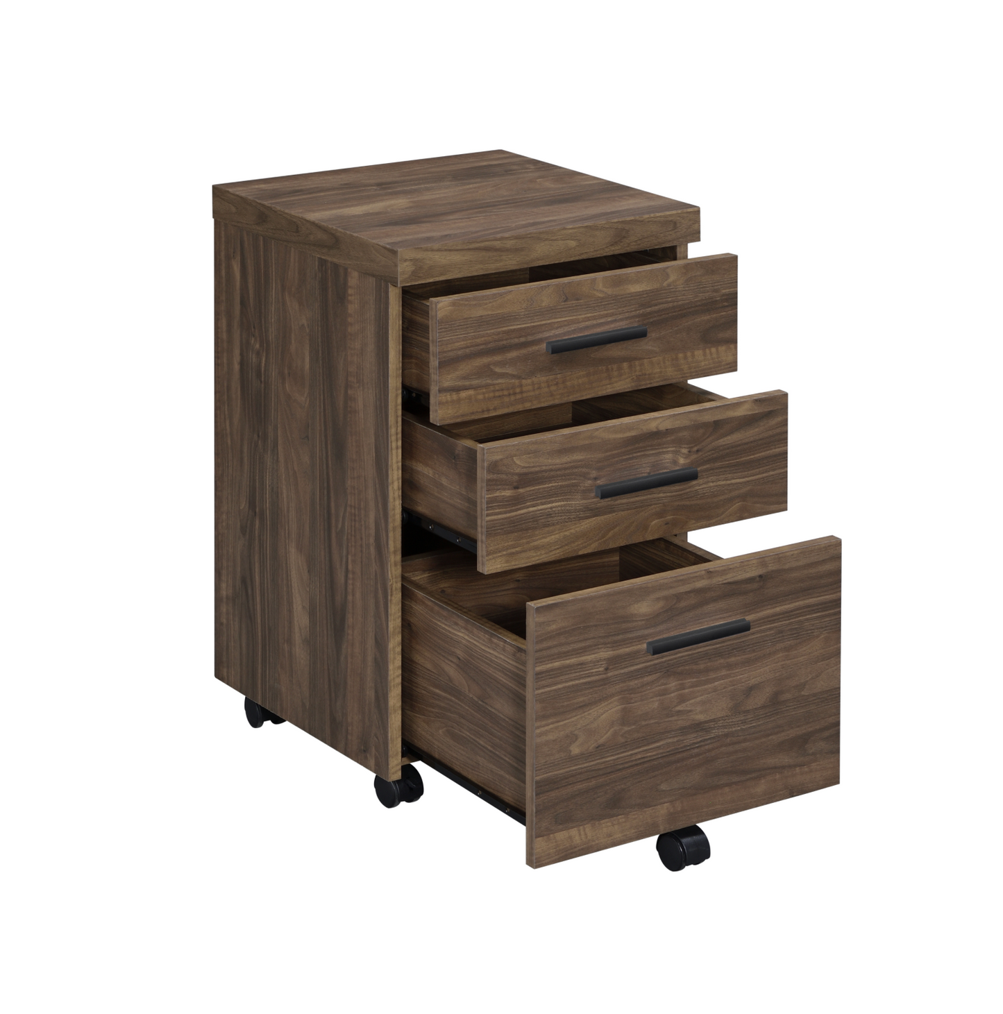 Luetta 3-Drawer Mobile Storage Cabinet With Casters Aged Walnut