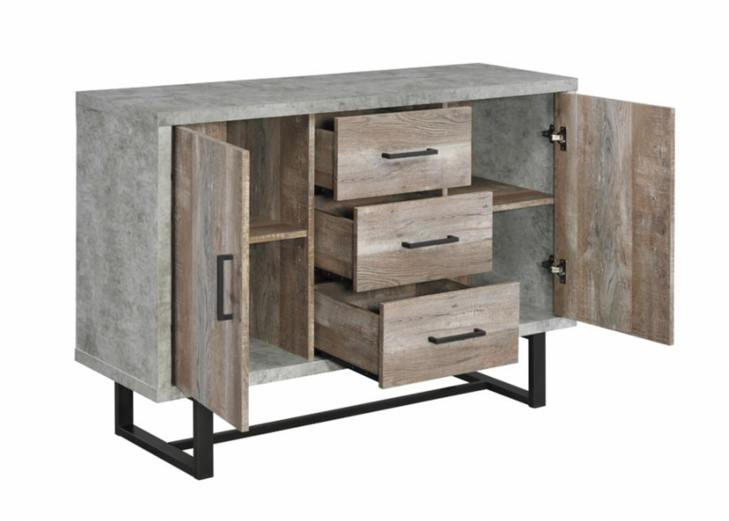 3-drawer Accent Cabinet Weathered Oak and Cement