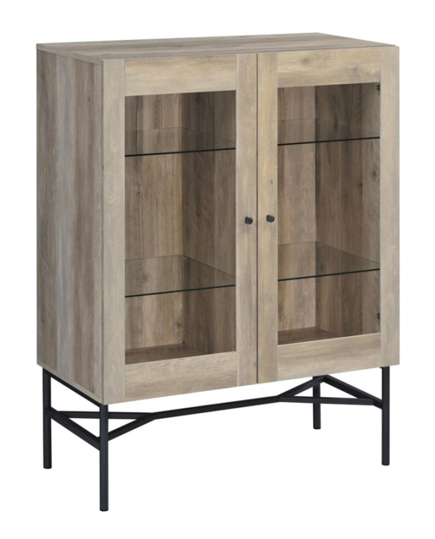 2-door Accent Cabinet with Glass Shelves