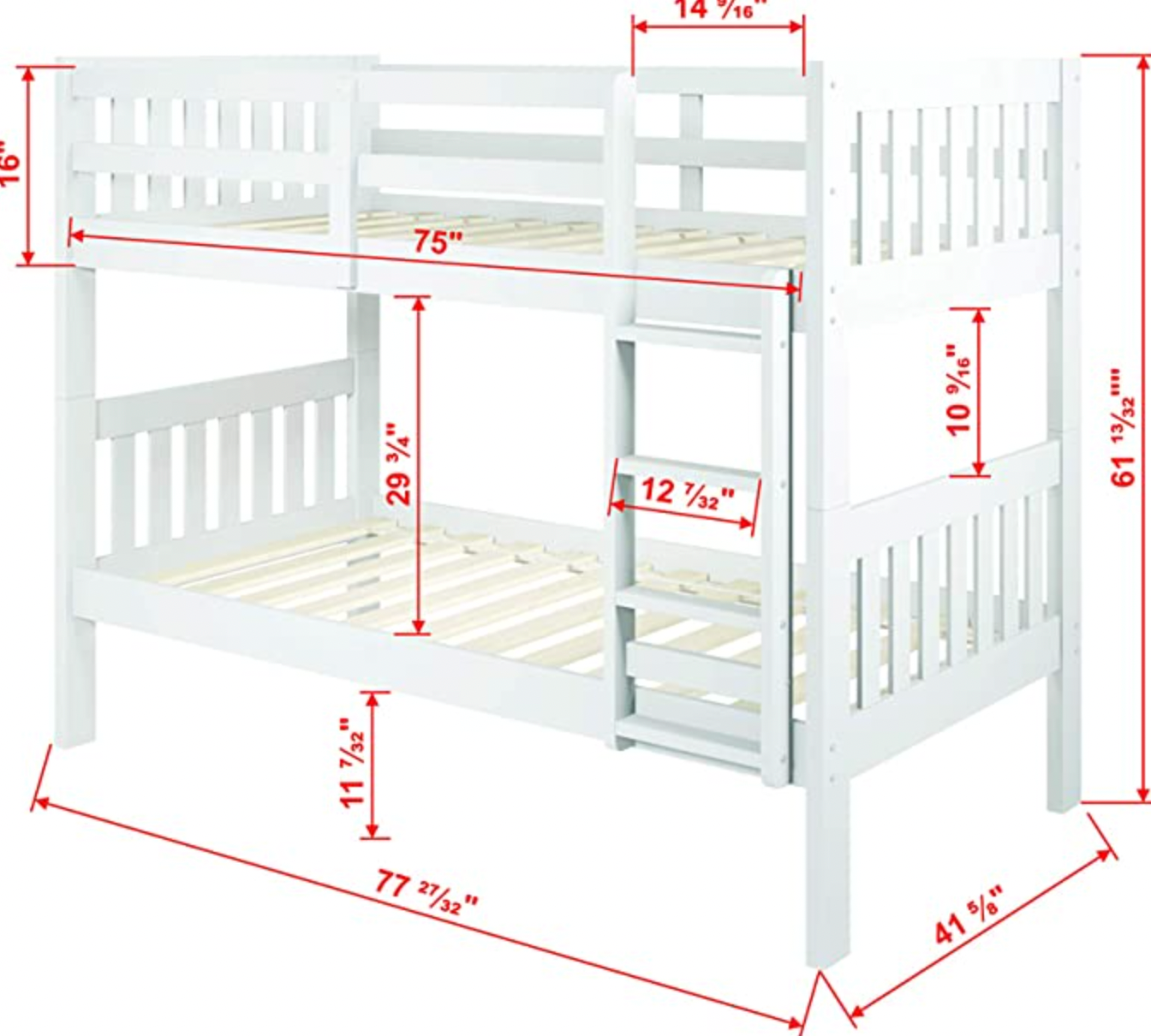 Kids Bunk Bed White
