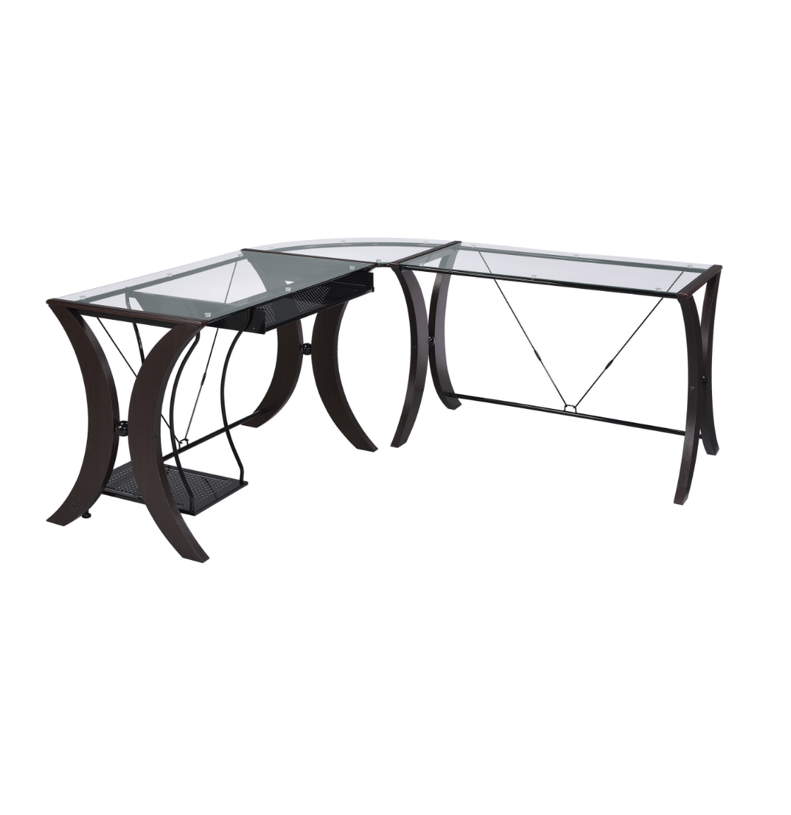 Monterey 3-Piece L-Shaped Computer Desk Set Cappuccino