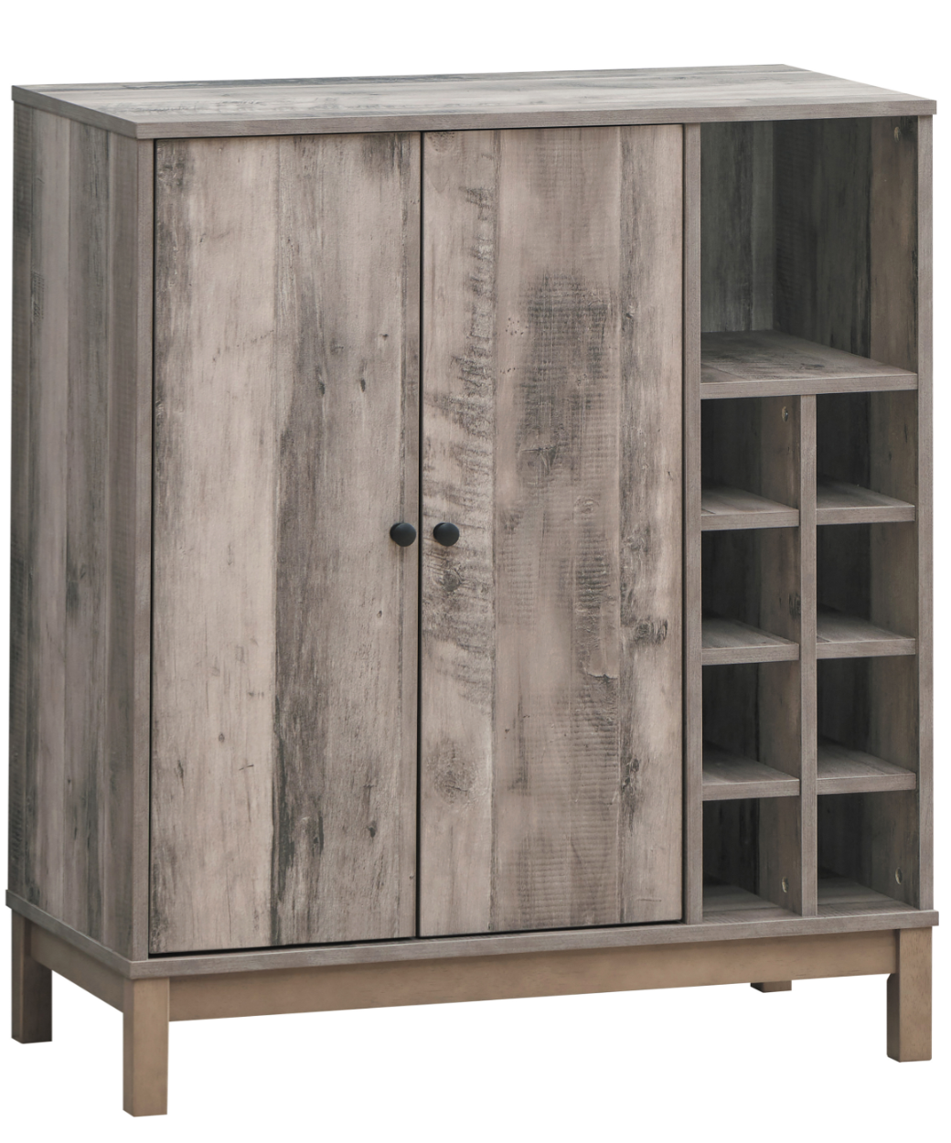 2-Door Wine Cabinet With Stemware Rack Weathered Acacia
