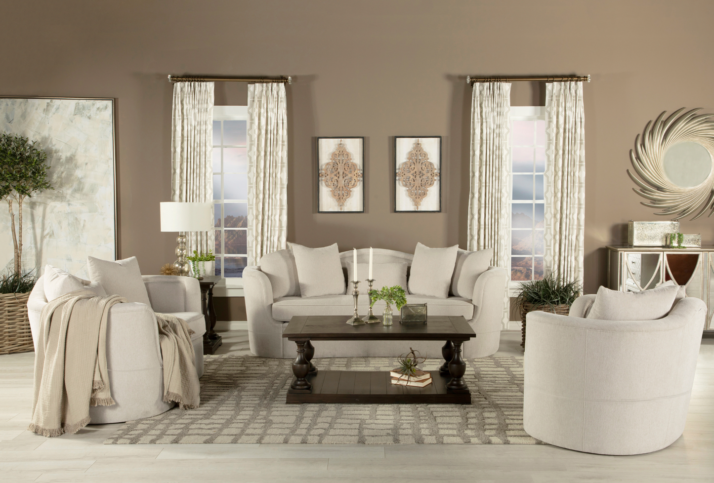 Kamilah Upholstered Living Room With Camel