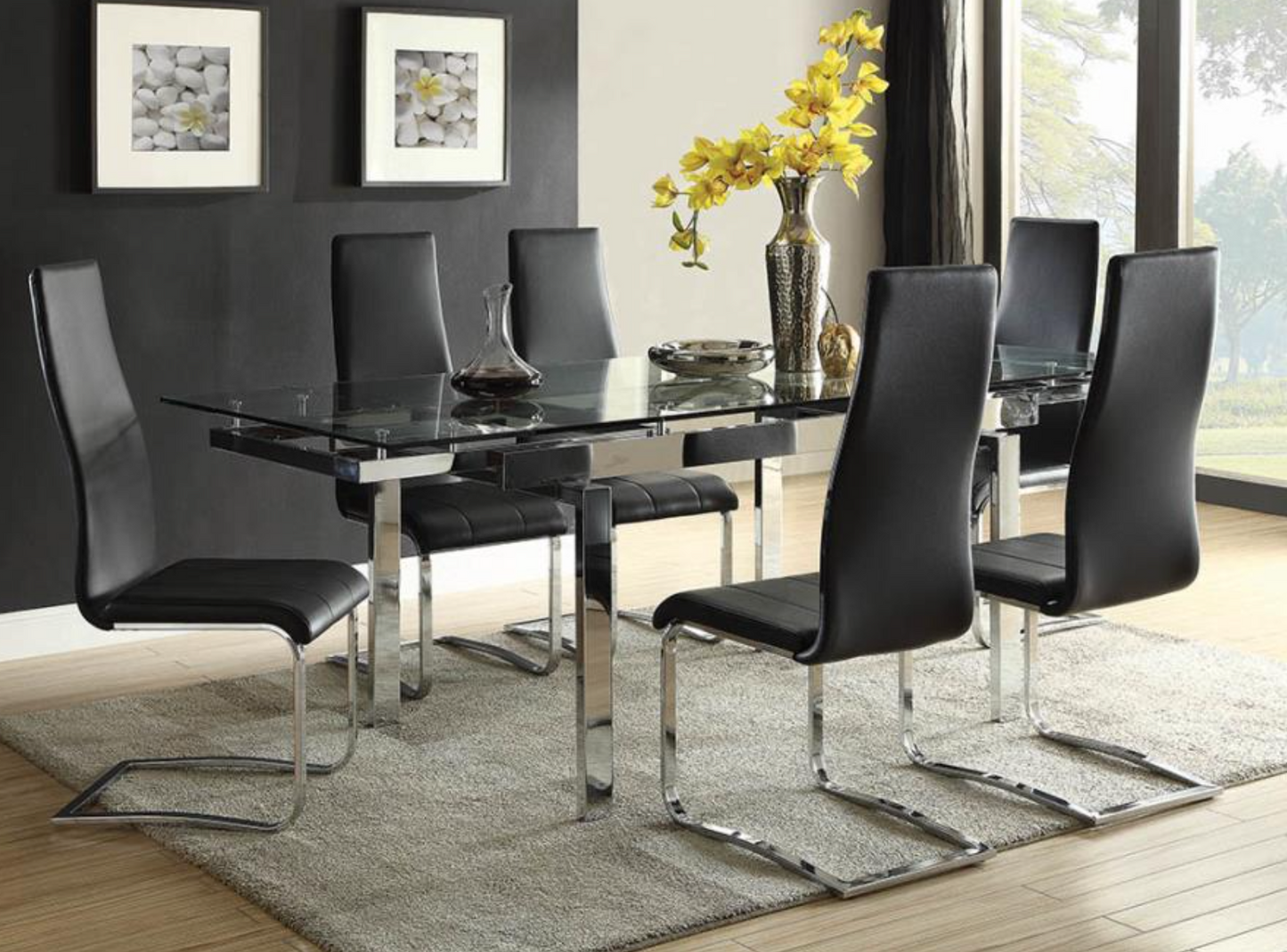 Anges High Back Dining Chair Chrome