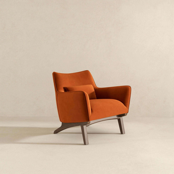 Brayden Mid Century Modern Burnt Orange Velvet Armchair