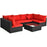 7 Pieces Sectional Wicker Furniture Sofa Set with Tempered Glass Top