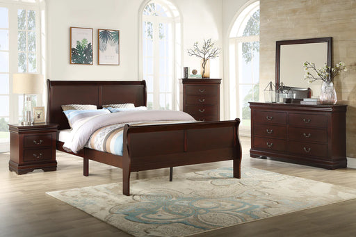 Louis Philip Cherry Panel Bedroom Set