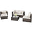 6 Pieces Patio Rattan Furniture Set with Sectional Cushion