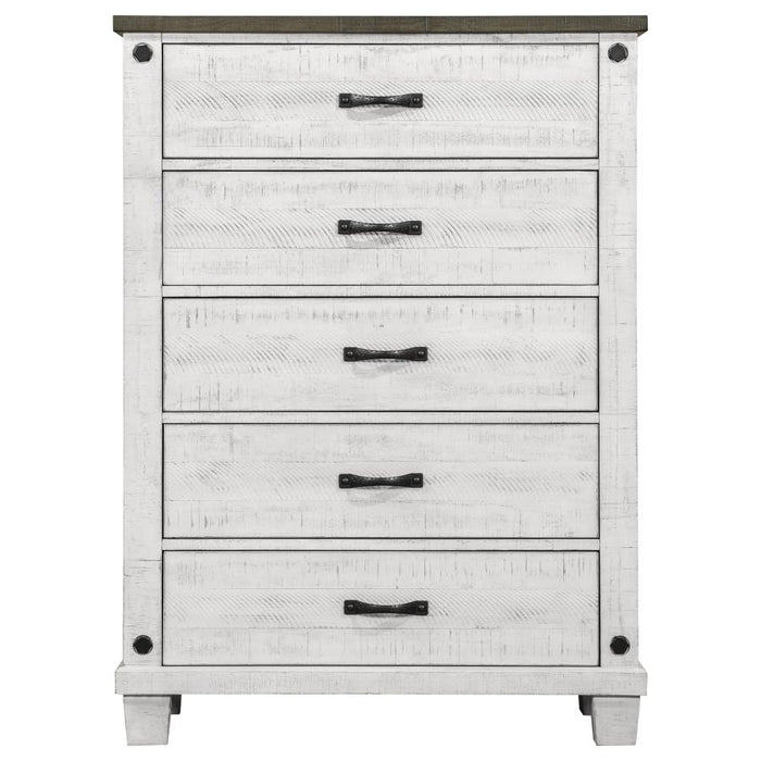 Lilith 5-piece Bedroom Set Distressed Grey and White