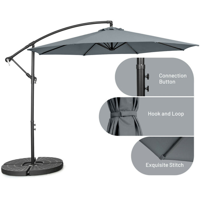 10 Feet Offset Umbrella with 8 Ribs Cantilever and Cross Base