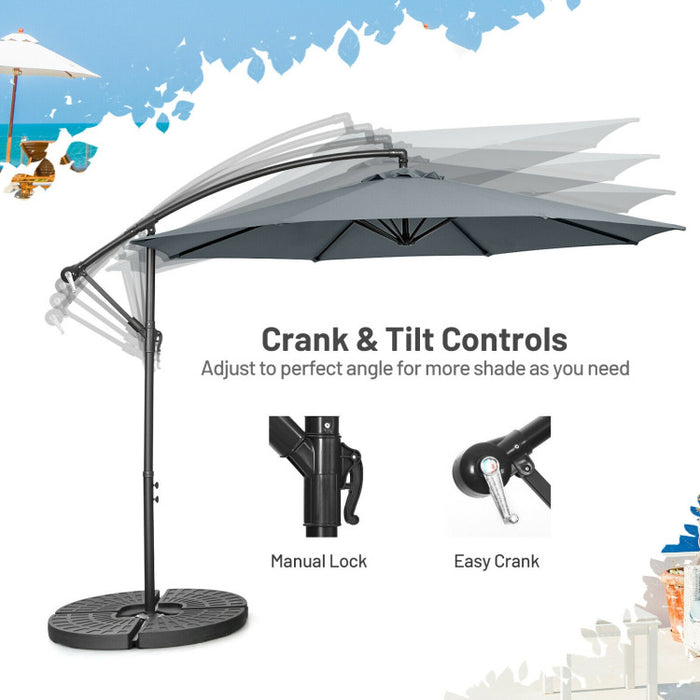 10 Feet Offset Umbrella with 8 Ribs Cantilever and Cross Base