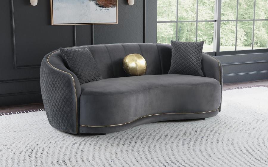 Brookside Velvet Upholstered Curved Sofa