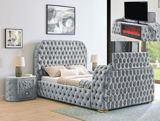 NATALIA BED W/FIREPLACE,TV LIFT BK