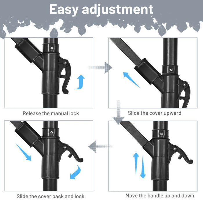 10 Feet Offset Umbrella with 8 Ribs Cantilever and Cross Base