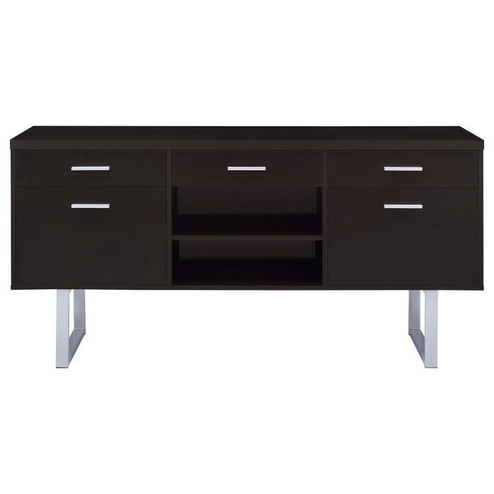 Lawtey 5-drawer Credenza with Adjustable Shelf Cappuccino