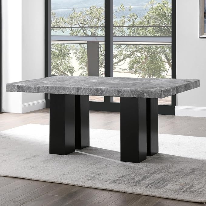 Camila Rectangle Gray Marble Top Dining Table