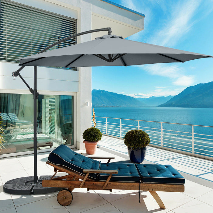 10 Feet Offset Umbrella with 8 Ribs Cantilever and Cross Base