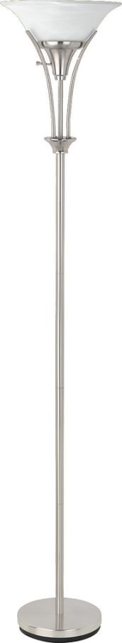 Archie Floor Lamp With Frosted Ribbed Shade Brushed Steel