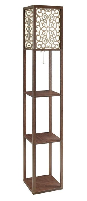 Macchino Square Floor Lamp With 3 Shelves Cappuccino