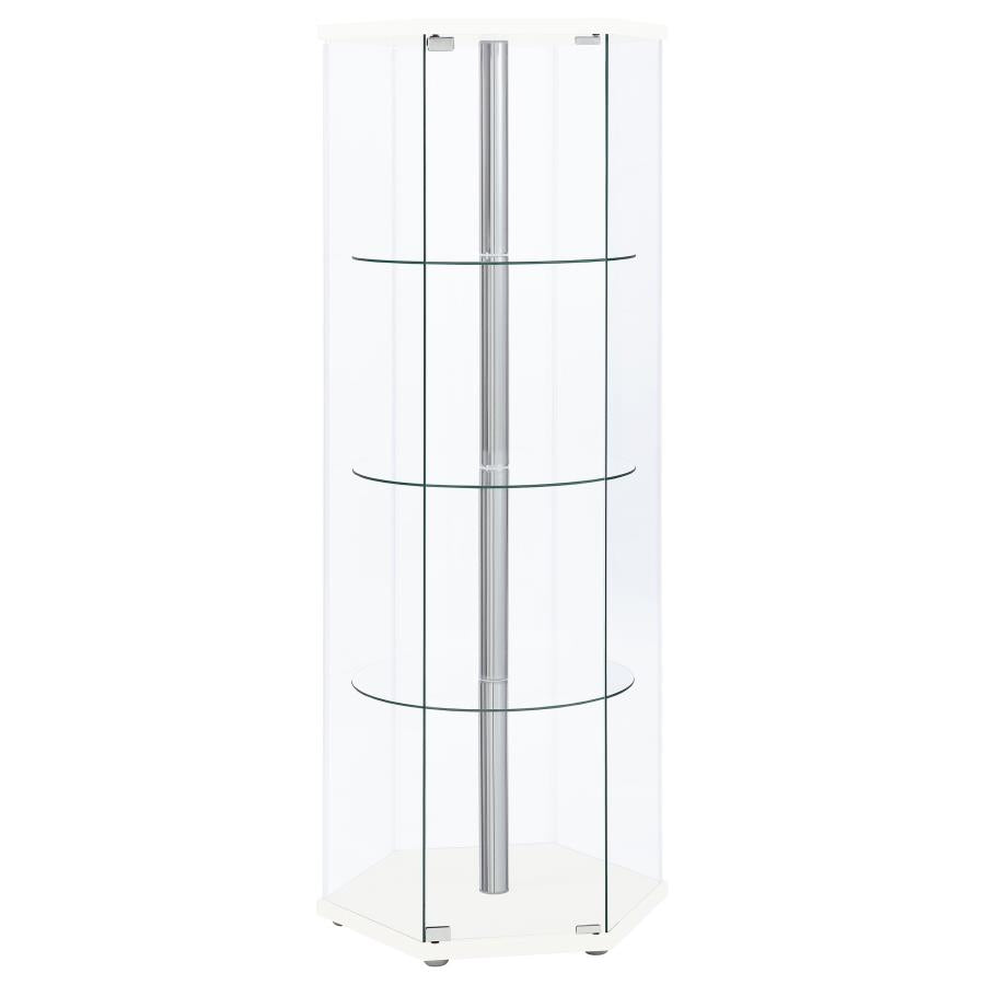 Zahavah 4-shelf Hexagonal Clear Glass Curio Cabinet