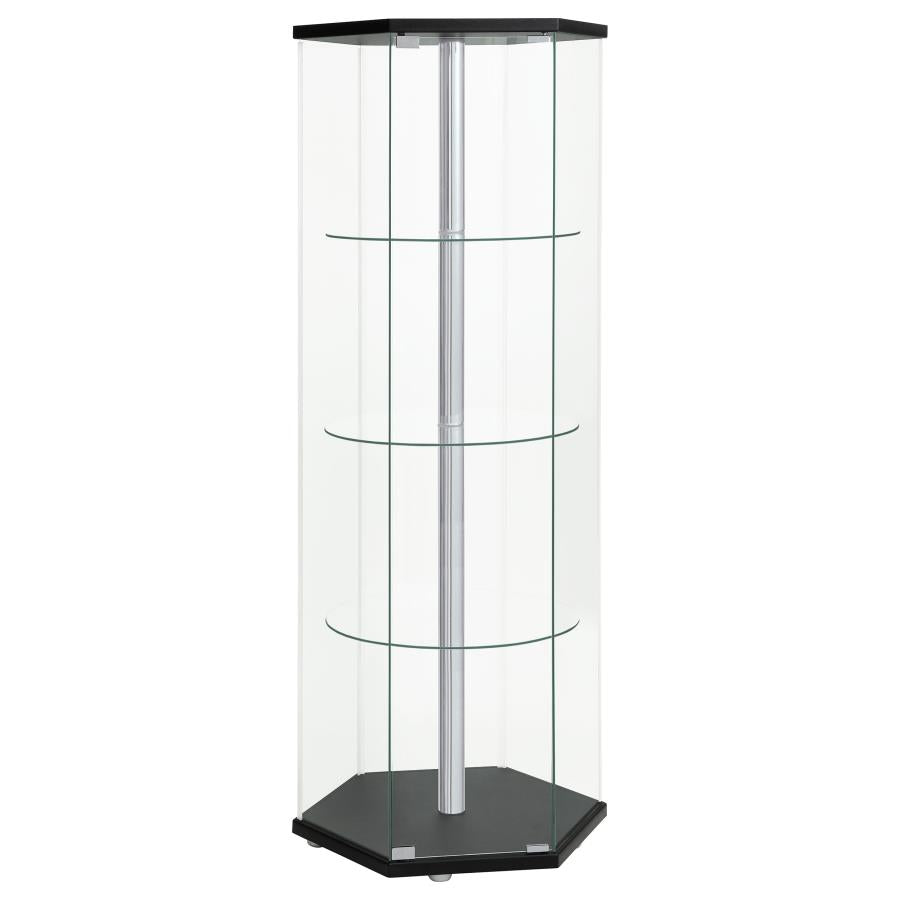 Zahavah 4-shelf Hexagonal Clear Glass Curio Cabinet