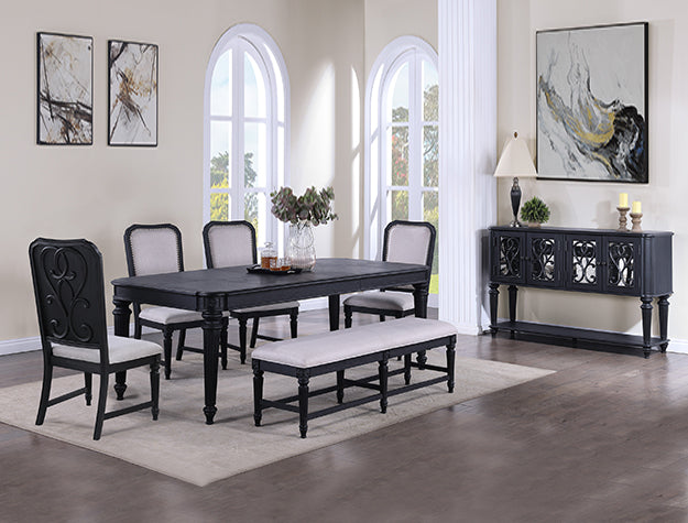 KINGSBURY DINING SET +BENCH +SIDEBOARD