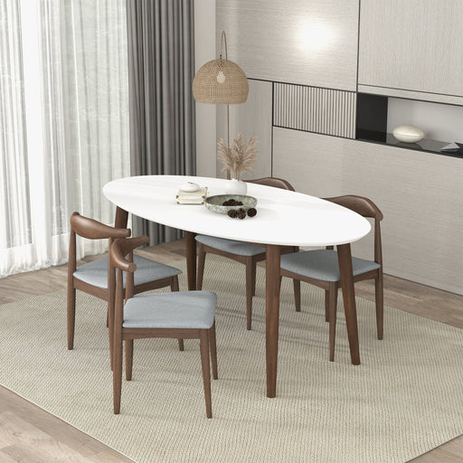 Ada Mid Century Modern Style Solid Wood Walnut Oval Dining Table