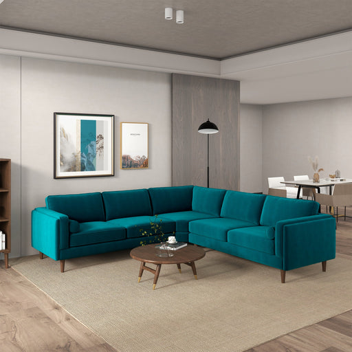 Amber Teal Velvet Corner Sectional Sofa