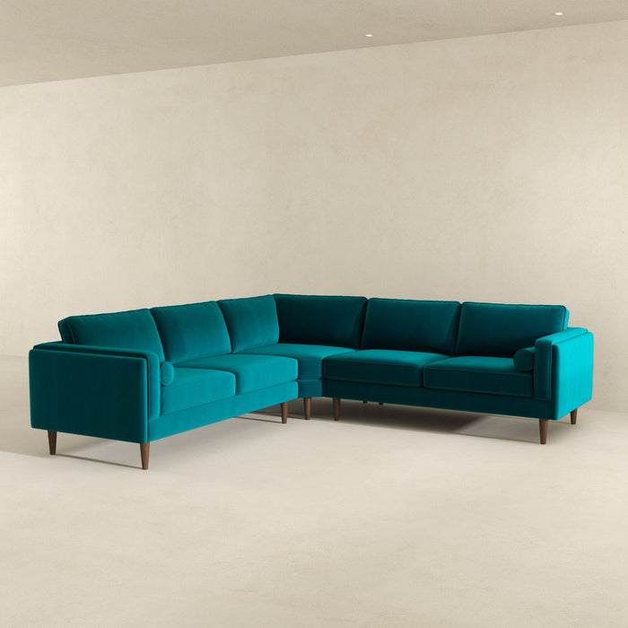 Amber Teal Velvet Corner Sectional Sofa