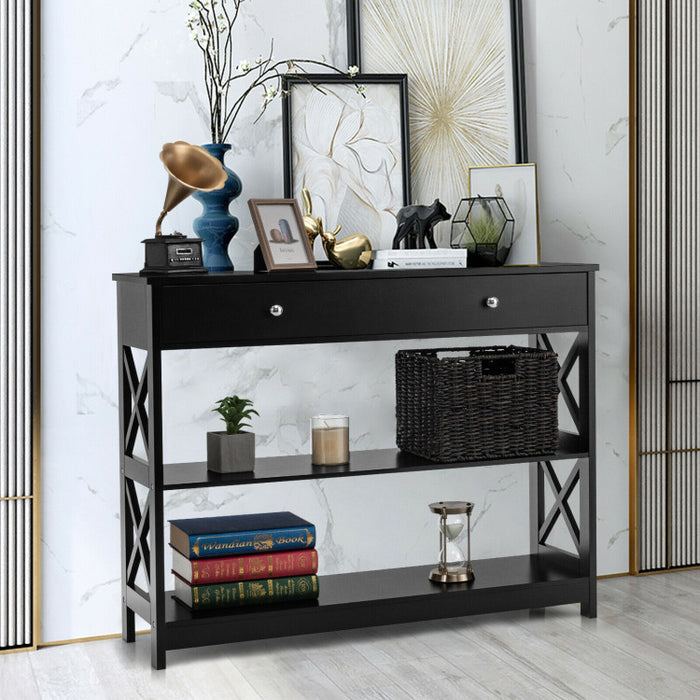 3-Tier Console Table with Drawers for Living Room Entryway