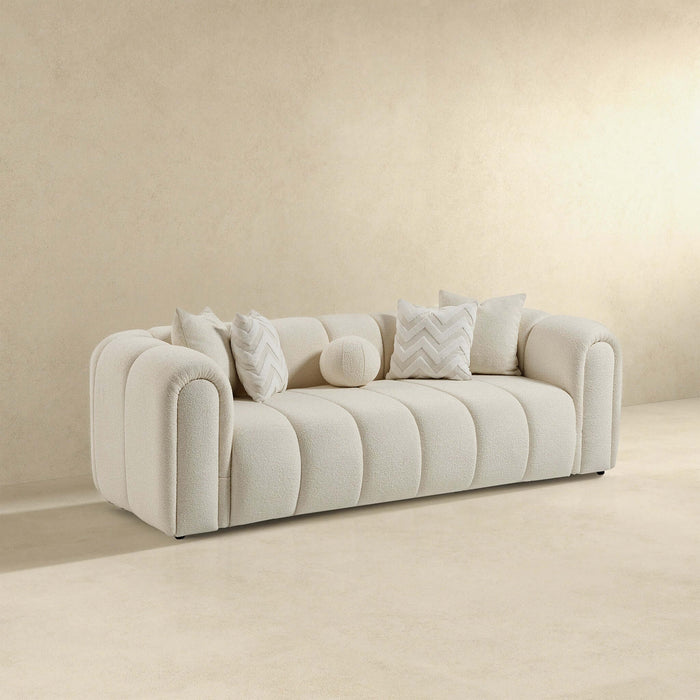 Beatrice Modern Tufted Ivory Boucle Sofa