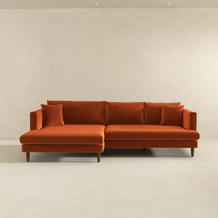 Blake L-Shaped Sectional Burnt Orange Sofa Right Facing