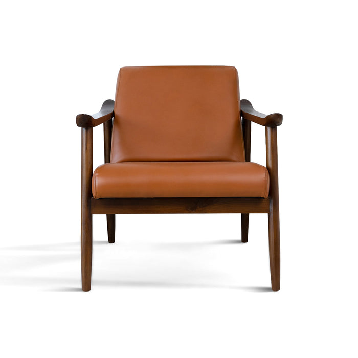 Brandon  Solid Dark Tan Leather Lounge Chair