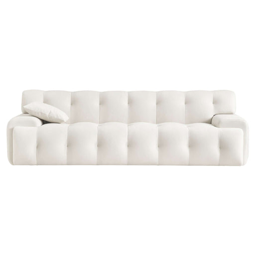 Brampton Mid Century 90 Inch Cream Velvet Sofa