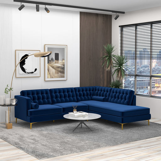 Brooke Dark Blue Sectional Sofa Right Facing