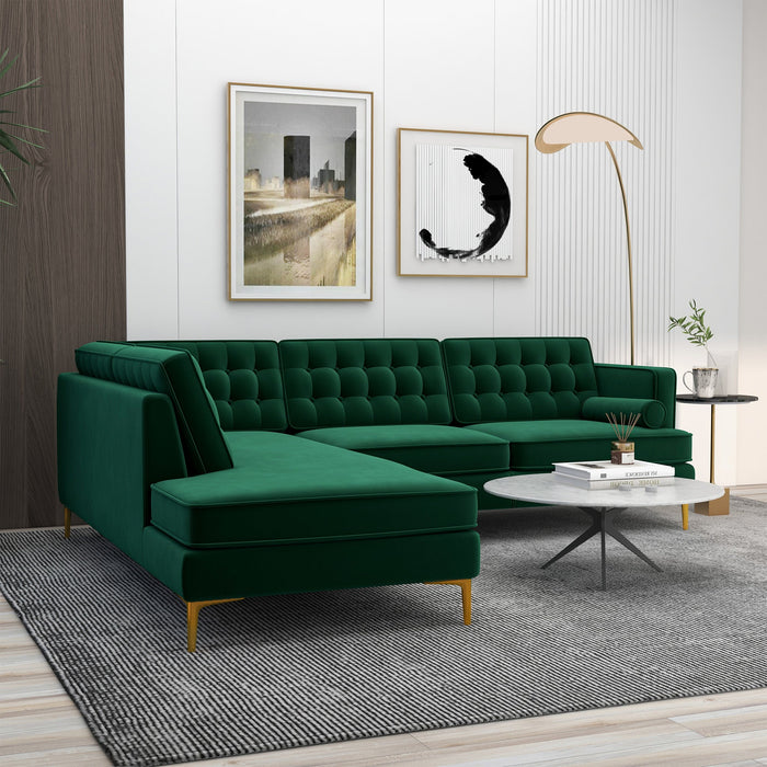 Brooke Green  Sectional Sofa Left Facing