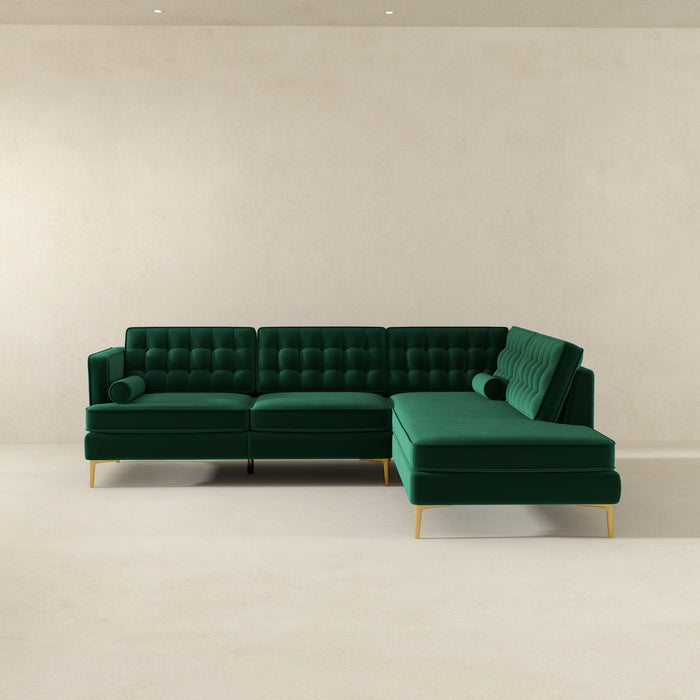 Brooke Green Sectional Sofa Right Facing