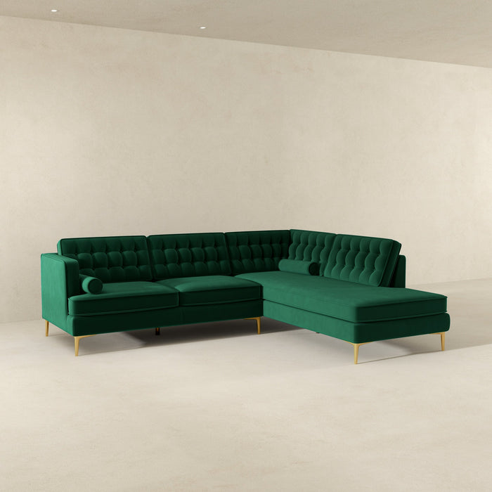 Brooke Green Sectional Sofa Right Facing