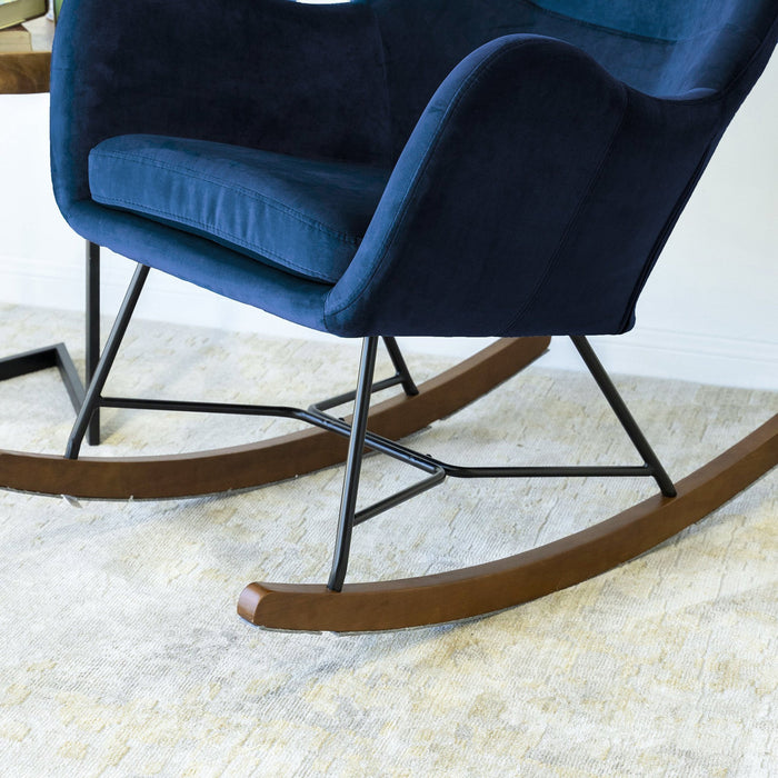 Chelsea Blue Velvet Rocking Chair